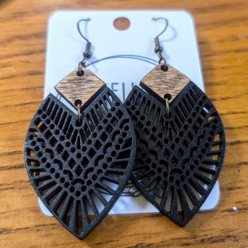 Black boho chic earrings